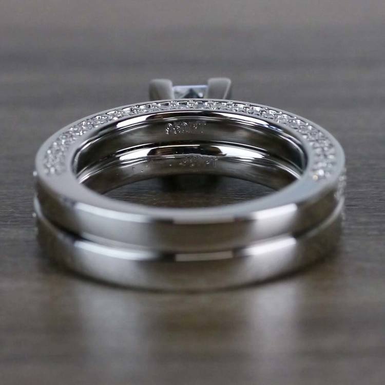 Shimmering Pave 1 Carat Princess Cut Diamond Ring Wedding Set angle 4