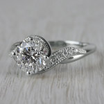 Sparkling Bliss Round Cut Diamond Twisted Engagement Ring - small angle 2