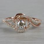 Sparkling Swirled Round Cut Diamond Rose Gold Engagement Ring - small