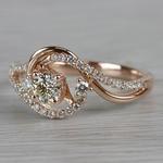 Sparkling Swirled Round Cut Diamond Rose Gold Engagement Ring - small angle 2