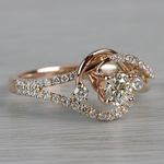 Sparkling Swirled Round Cut Diamond Rose Gold Engagement Ring - small angle 3