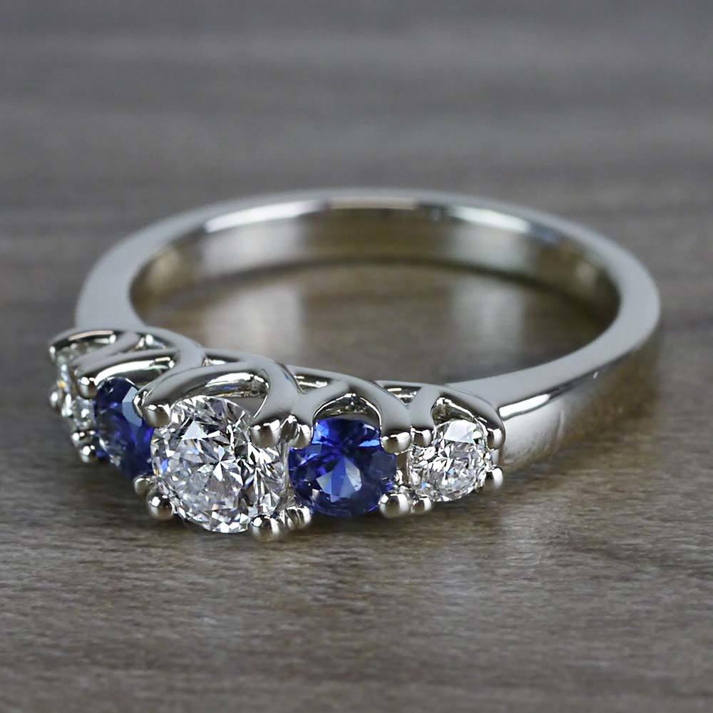 Trellis Sapphire And Diamond Ring In White Gold