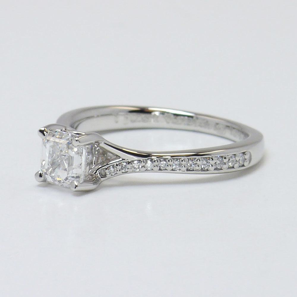 Dainty Split Shank Asscher Cut Diamond Ring In 18K White Gold angle 2