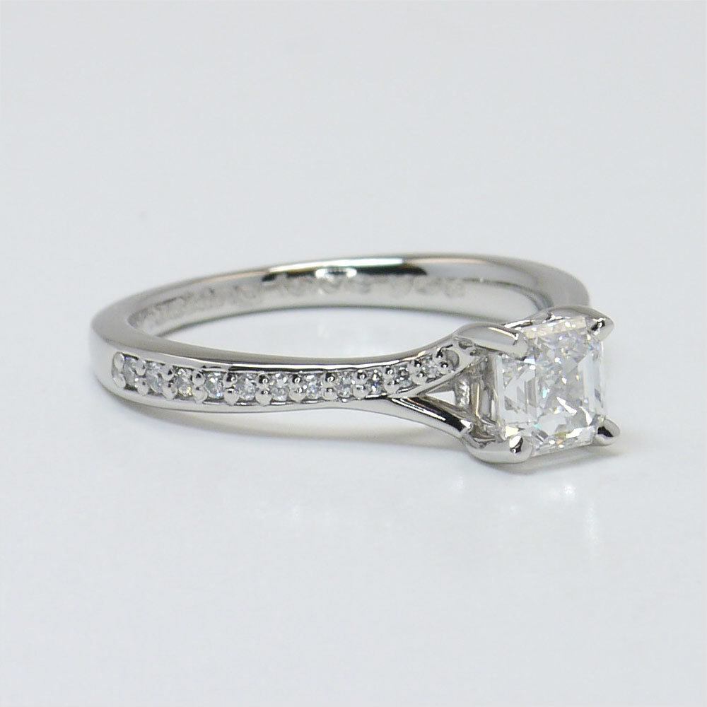 Dainty Split Shank Asscher Cut Diamond Ring In 18K White Gold angle 3