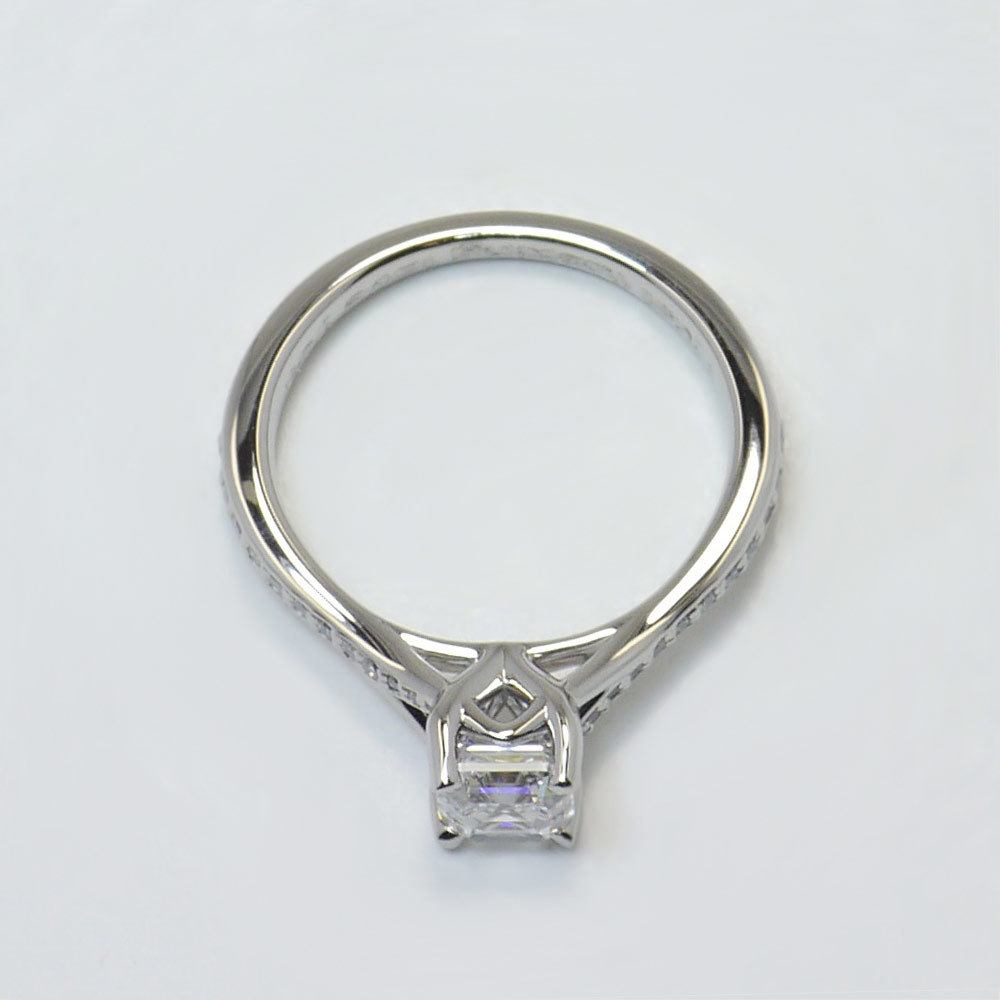 Dainty Split Shank Asscher Cut Diamond Ring In 18K White Gold angle 4