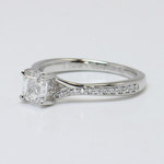 Dainty Split Shank Asscher Cut Diamond Ring In 18K White Gold - small angle 2