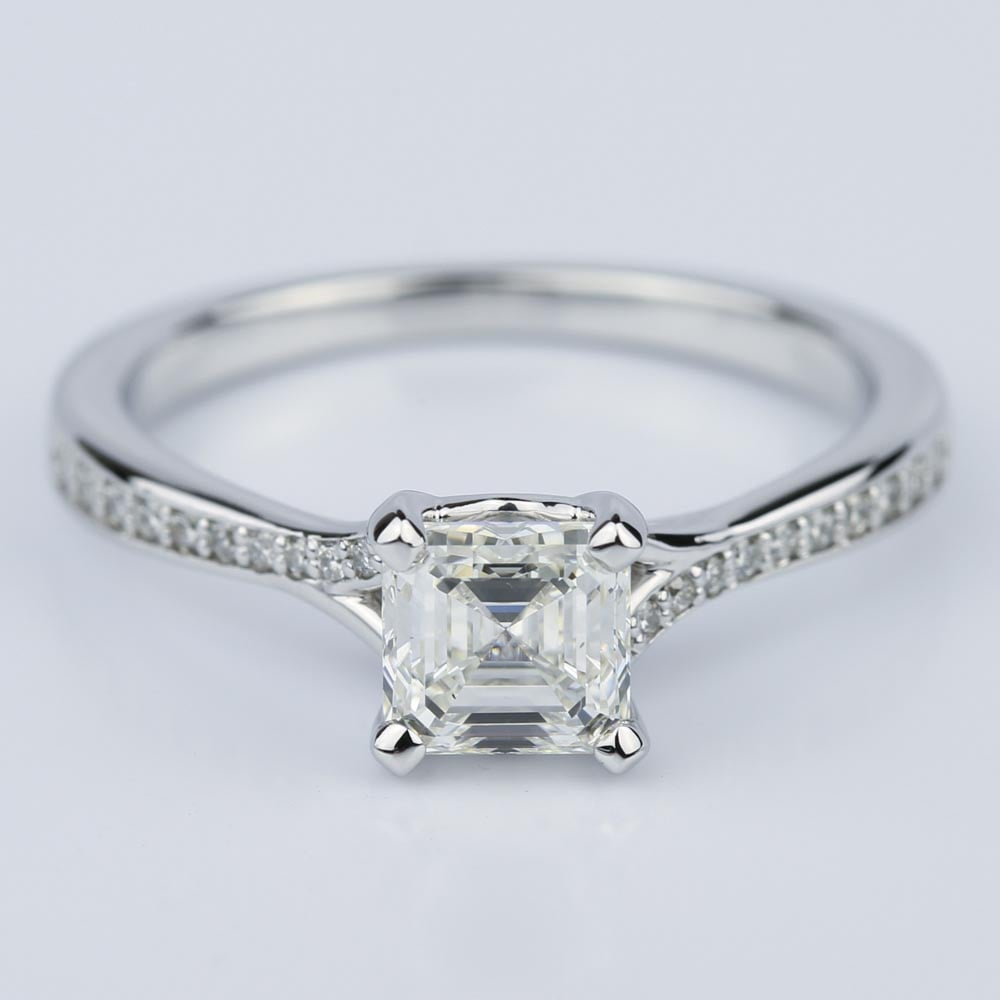 Split Shank Asscher Cut Diamond Engagement Ring