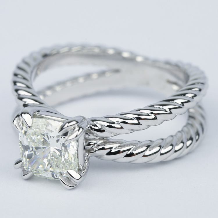 Diamond Ring Rope Twisted Rope Split Shank Diamond Engagement Ring (1.50 Carat)