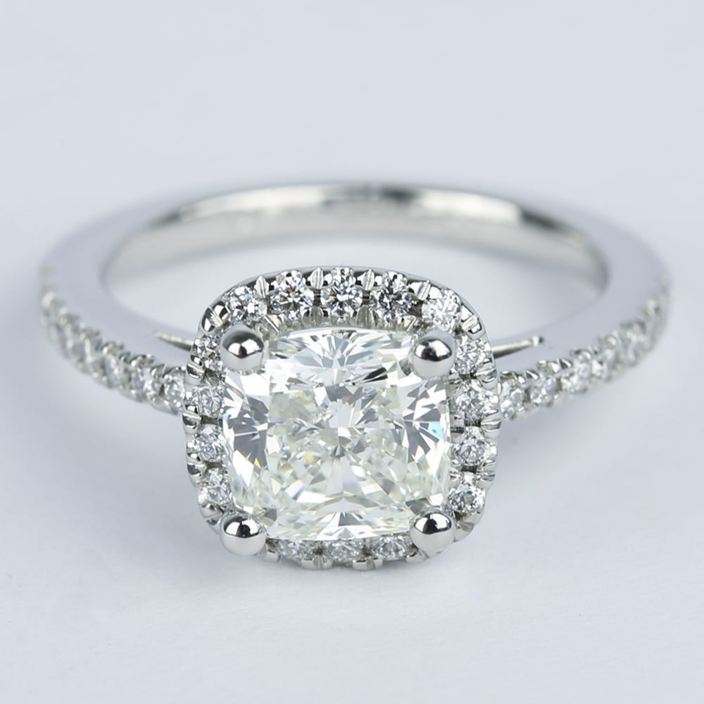  Square  Halo  Cushion Diamond Engagement  Ring  1 80 ct 
