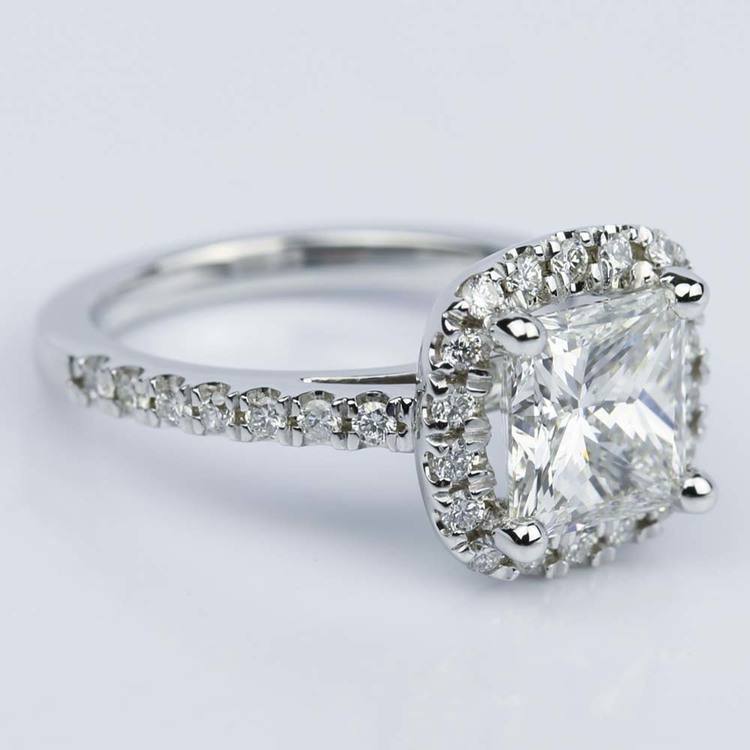  Square  Halo  Princess Diamond Engagement  Ring  2 00 ct 