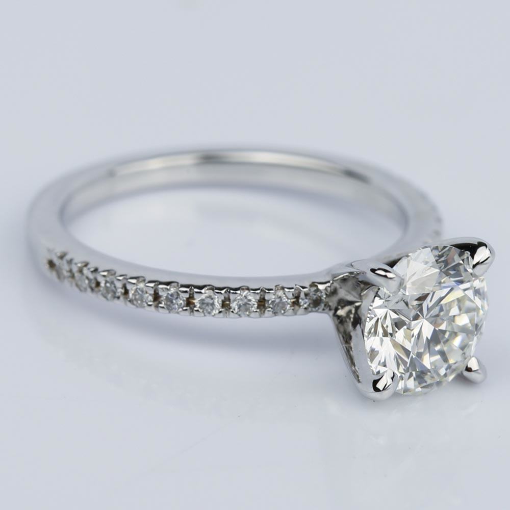 Super Ideal Round-Cut Diamond with Pave Ring Setting (1.38 ct.)