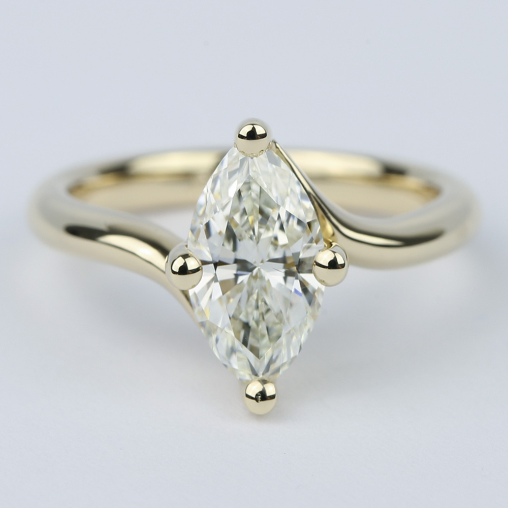 1 Ct Marquise Solitaire Engagement Ring – Solid 14K White Gold, D Color VVS1