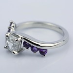 Cushion Cut Diamond And Amethyst Engagement Ring - small angle 2