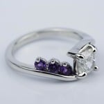 Cushion Cut Diamond And Amethyst Engagement Ring - small angle 3