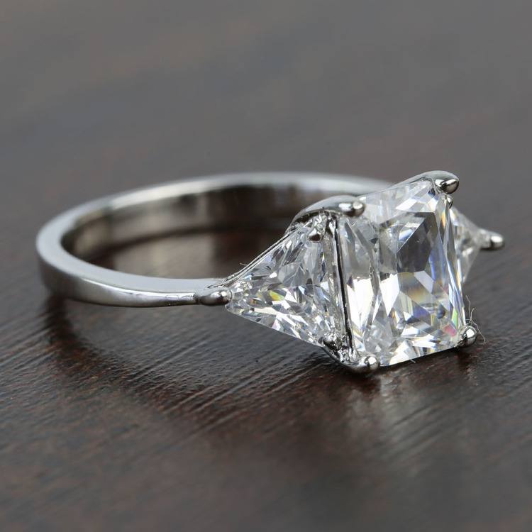 Tapered 2.21 Carat Radiant & Trillion Diamond Engagement Ring