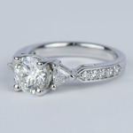 Round Trellis Diamond Engagement Ring with Trillion Side Diamonds