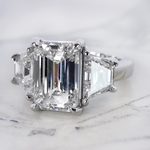 Trapezoid & Emerald Cut Diamond Three Stone Engagement Ring - small angle 2
