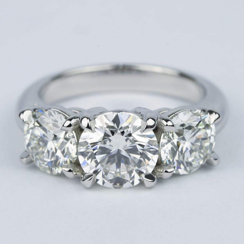  Three  Diamond  Engagement  Ring  with Open Gallery in Platinum