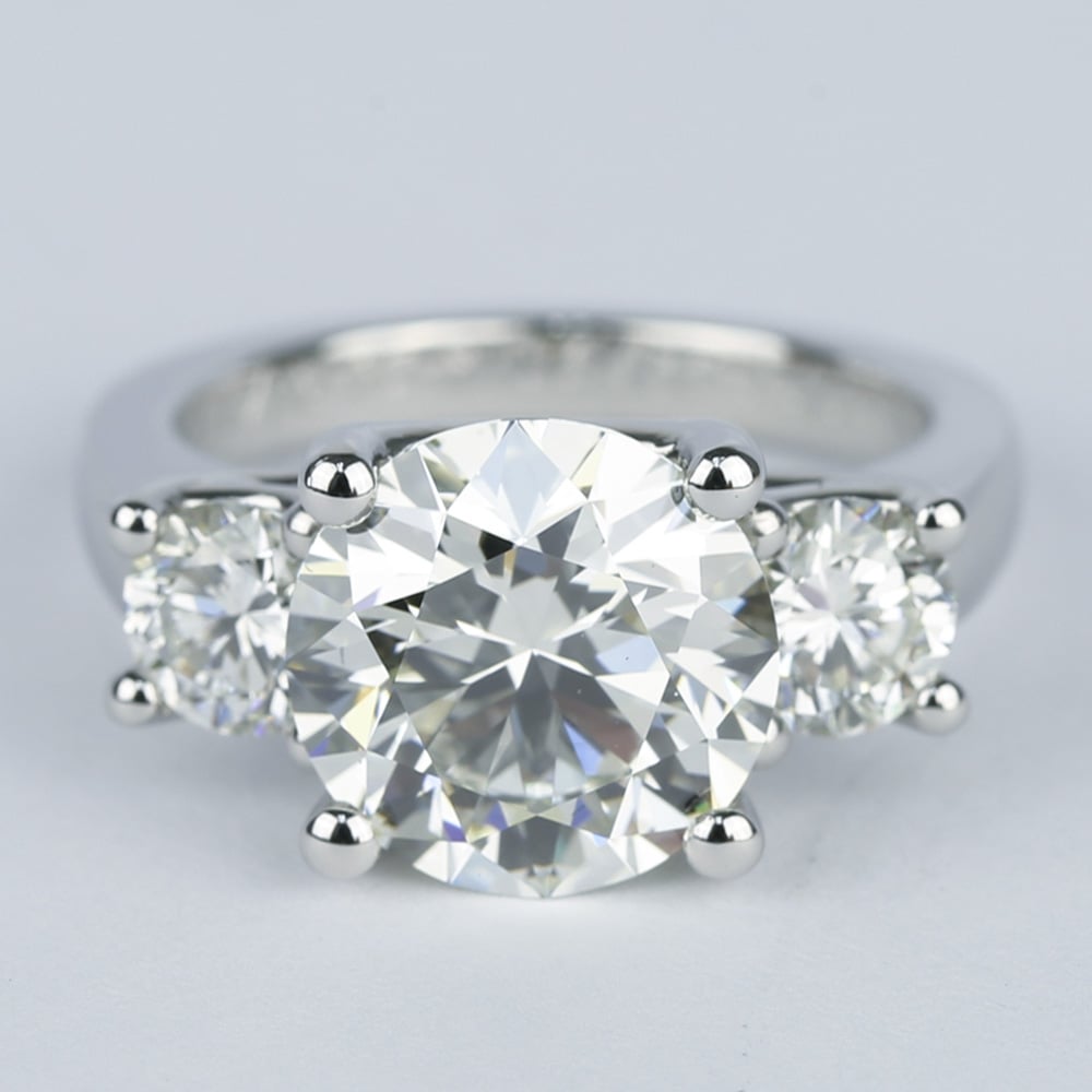  Three  Diamond  Engagement  Ring  with Flawless Center Stone 