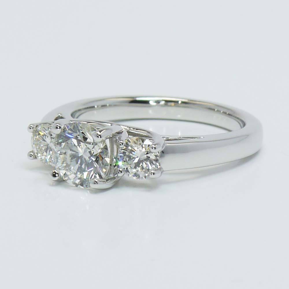 1 Carat Round Trellis Three Stone Diamond Engagement Ring