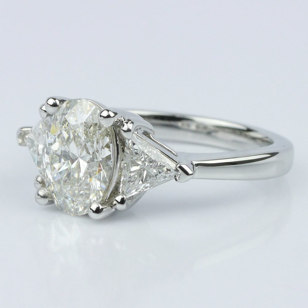 Trillion & Oval Diamond Engagement Ring (1.51 ct.) angle 2