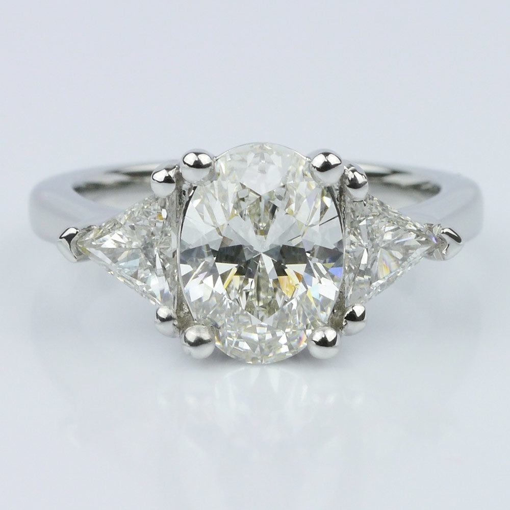 Trillion & Oval Diamond Engagement Ring (1.51 ct.)
