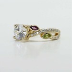 Gold Gemstone And Diamond Leaf Design Engagement Ring - small angle 3