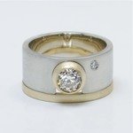 Unique Dual Tone Bezel Set Engagement Ring With Wedding Band - small