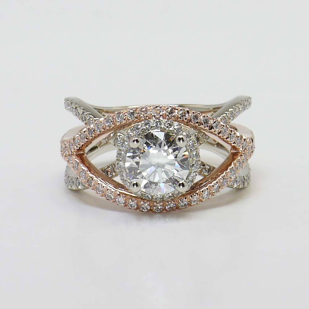 Split Shank White And Rose Gold Engagement Ring (One Carat)