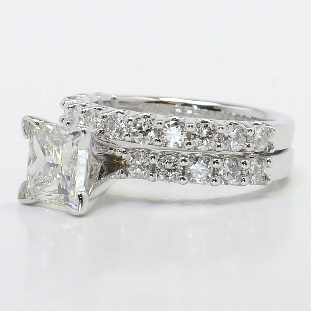 Princess Cut Diamond Wedding Ring Set - U Prong Setting