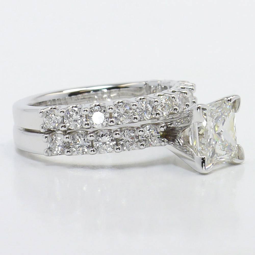 Princess Cut Diamond Wedding Ring Set - U Prong Setting