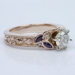Vintage Diamond and Amethyst Floral Engagement Ring - small angle 3