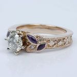Vintage Diamond and Amethyst Floral Engagement Ring - small angle 2