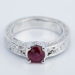 Hand-Engraved Ruby Engagement Ring With Diamonds - small