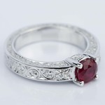 Hand-Engraved Ruby Engagement Ring With Diamonds - small angle 3