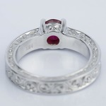 Hand-Engraved Ruby Engagement Ring With Diamonds - small angle 4