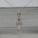 Vintage Pear Shaped Diamond Pendant Necklace - small