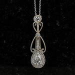 Vintage Pear Shaped Diamond Pendant Necklace - small angle 2