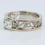 Vintage Rose Gold Floral Filigree Engagement Ring - small angle 2