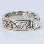 Vintage Rose Gold Floral Filigree Engagement Ring - small angle 3