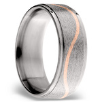 14K Rose Gold Curve Inlay Men's Wedding Ring in Titanium (8mm) | Thumbnail 02