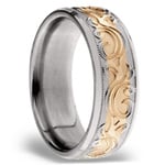 14K Rose Gold Men's Wedding Ring with Filigree in Titanium (8mm) | Thumbnail 02
