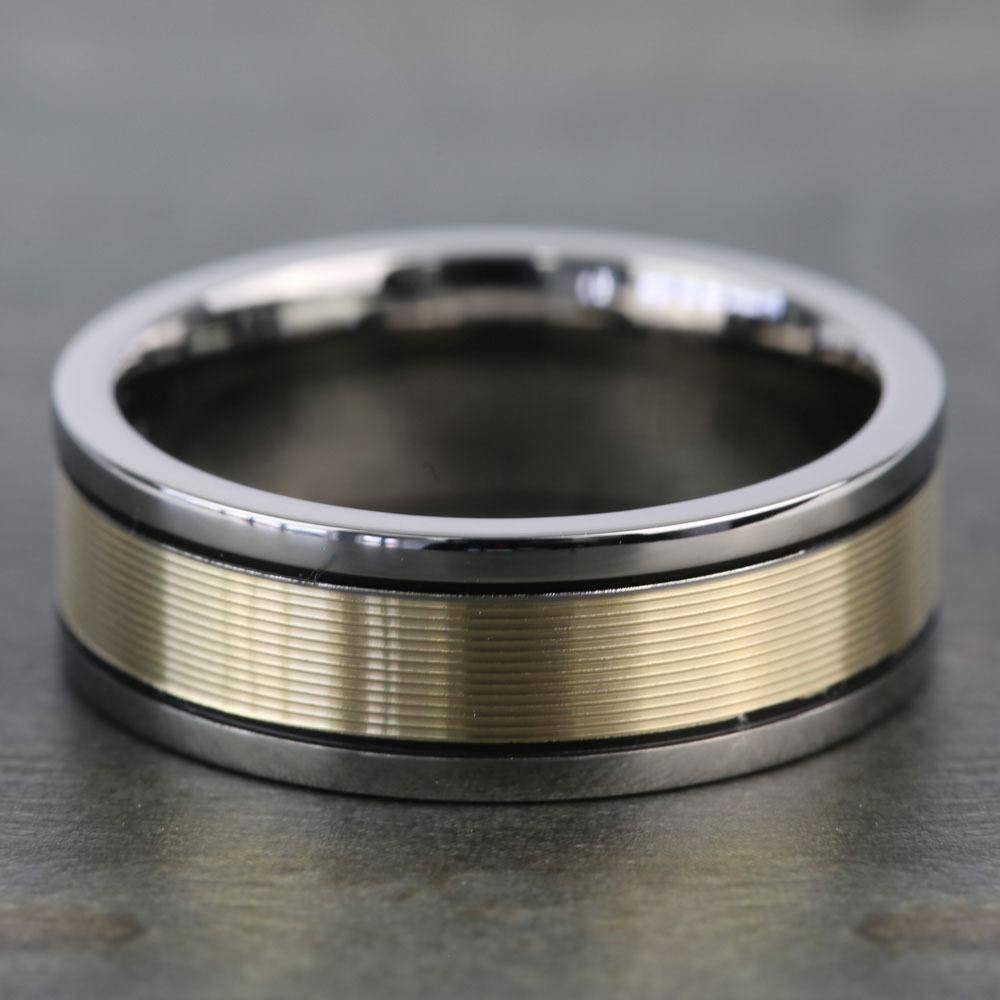 14K Yellow Gold Inlay Men's Wedding Ring in Titanium (8mm) | 03