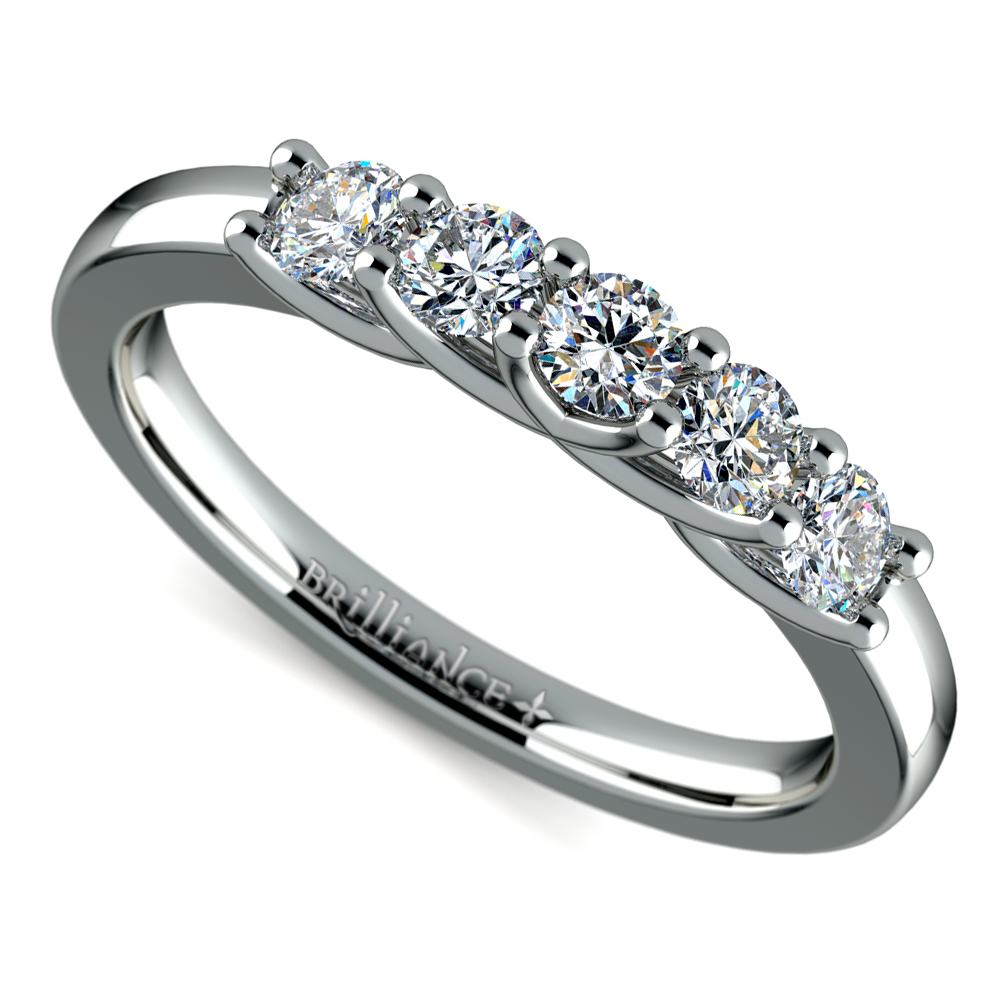 Five Diamond Trellis Setting Wedding Ring In Platinum | 01