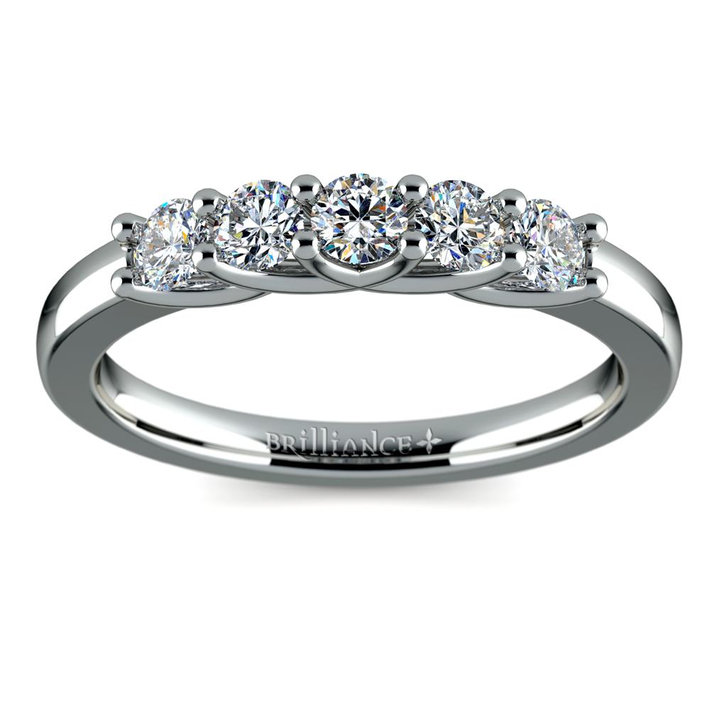 Five Diamond Trellis Setting Wedding Ring In Platinum | 02
