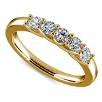 Five Diamond Trellis Setting Wedding Ring In Yellow Gold