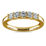 Five Diamond Trellis Setting Wedding Ring In Yellow Gold