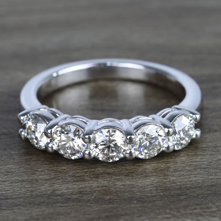 Five Diamond Wedding Ring in White Gold (1 1/2 ctw) | 07
