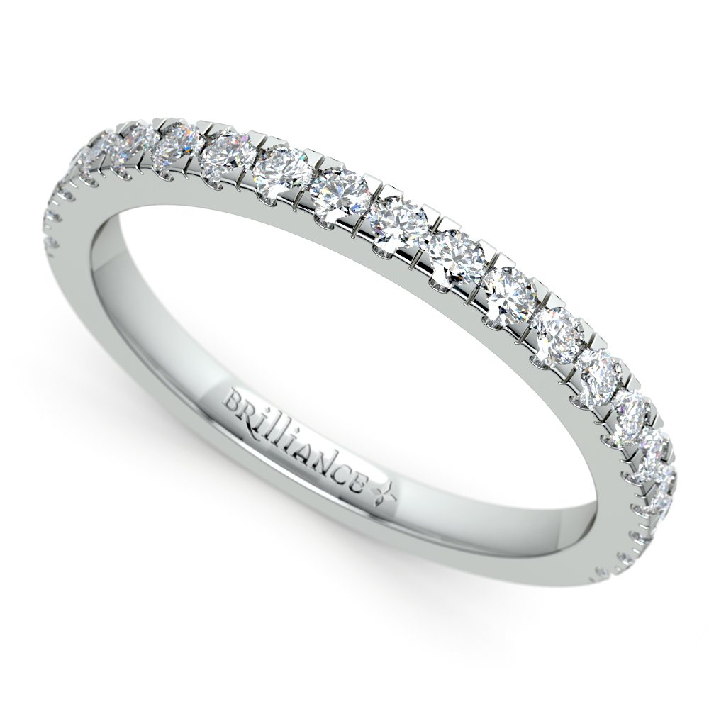 Petite Pave Diamond Wedding Ring in White Gold (1/3 ctw) | 01