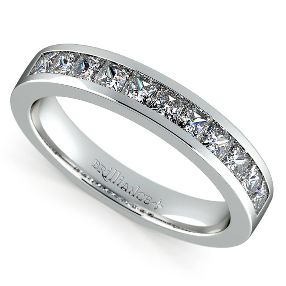 Channel Set Princess Cut Diamond Wedding Ring In Platinum (3/4 Ctw) | 01
